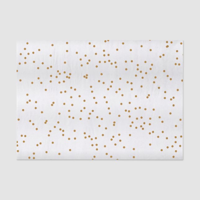 Weiße Satin- und Metallic-Gold-Punkte Seidenpapier (Vorderseite)
