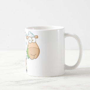 Weiße Schaf-Cartoon-Charakter Kaffeetasse
