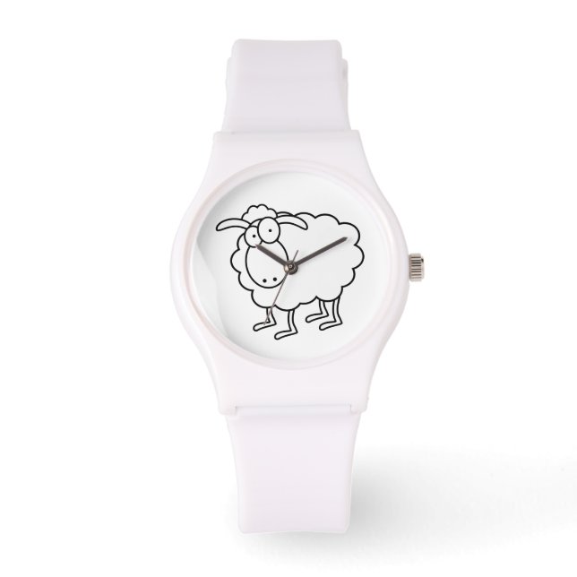 Weiße Schafe Armbanduhr (Vorderseite)