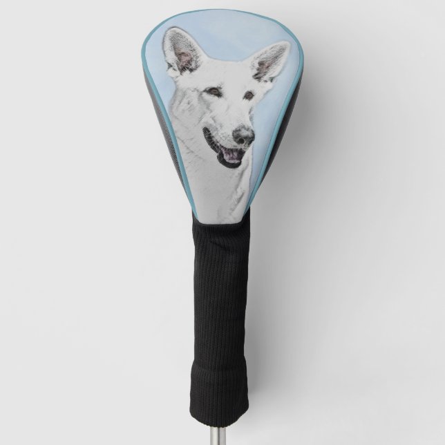Weiße Schäfer-Malerei - niedliche ursprüngliche Golf Headcover (Vorderseite)