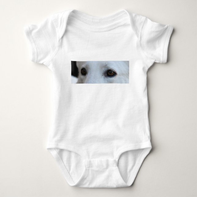 Weiße Schäferaugen Baby Strampler (Vorderseite)