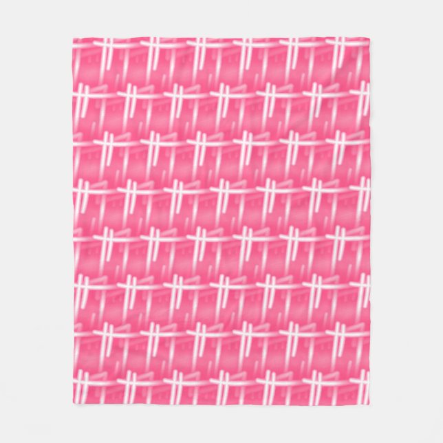 Weiße Schlaganfälle auf Rosa Fleecedecke (Vorderseite)