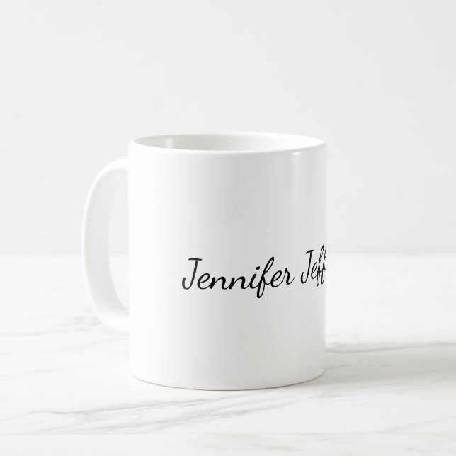 Weiße Schlichte moderne Handschrift Kaffeetasse (Vorderseite Links)