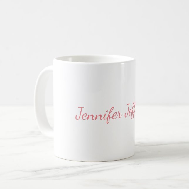 Weiße Schlichte moderne Handschrift Kaffeetasse (Vorderseite Links)