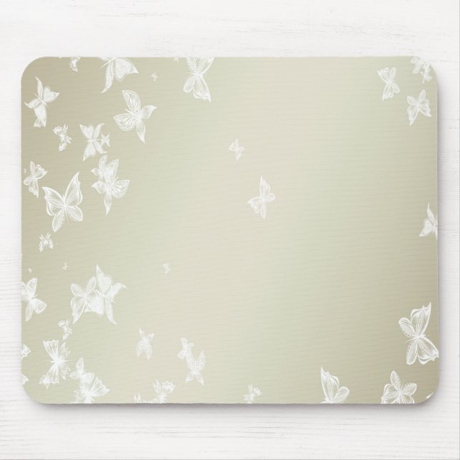 Weiße Schmetterlinge Mousepad (Vorne)