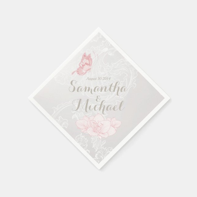 Weiße Schmetterlinge und Spitzen-Party Napkins Serviette (Ecke)
