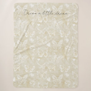 Weiße Schmetterlingsherzen Creme Sherpadecke