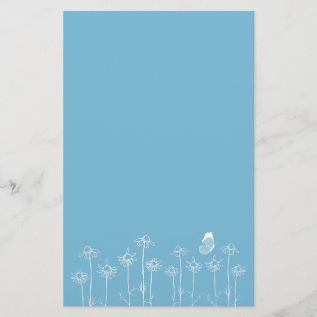 Weiße Schmetterlingskamomile-Blume Zeichnend Briefpapier (Vorderseite)