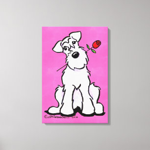 Weiße Schnauzer-Schatz-Rose Leinwanddruck