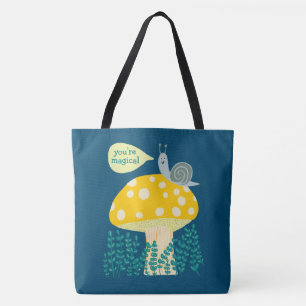 Weiße Schnecke auf magischen Pilz CUSTOM Tasche
