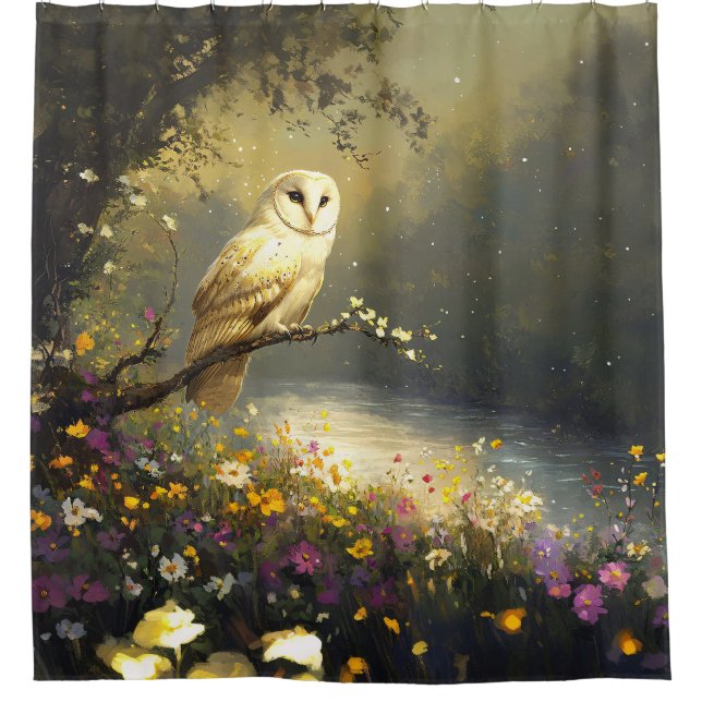 Weiße Schneeauge Wildblumen Kunst Duschvorhang (Vorderseite)