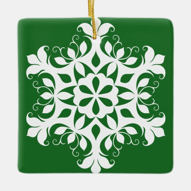 Weiße Schneeflocke Keramikornament (Vorderseite)