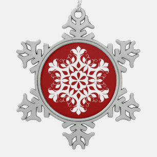 Weiße Schneeflocke Schneeflocken Zinn-Ornament