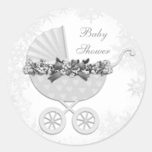 Weiße Schneeflocke Winter Wonderland Babyparty Runder Aufkleber