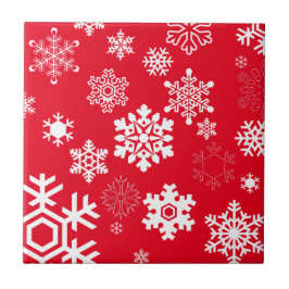 Weiße Schneeflocken - Anpassbare Hintergrundfarbe Fliese