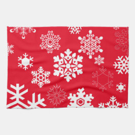 Weiße Schneeflocken - Anpassbare Hintergrundfarbe Handtuch