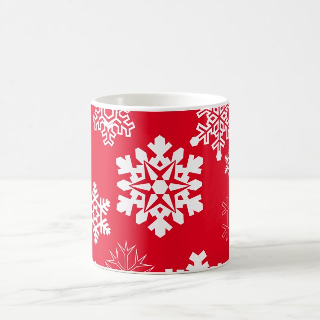 Weiße Schneeflocken - Anpassbare Hintergrundfarbe Kaffeetasse (Mittel)