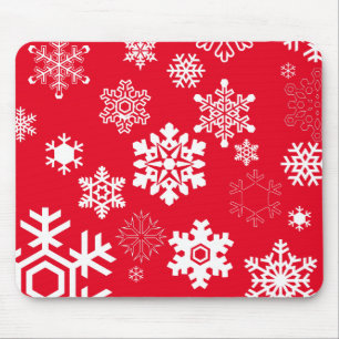 Weiße Schneeflocken - Anpassbare Hintergrundfarbe Mousepad