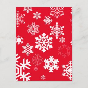 Weiße Schneeflocken - Anpassbare Hintergrundfarbe Postkarte