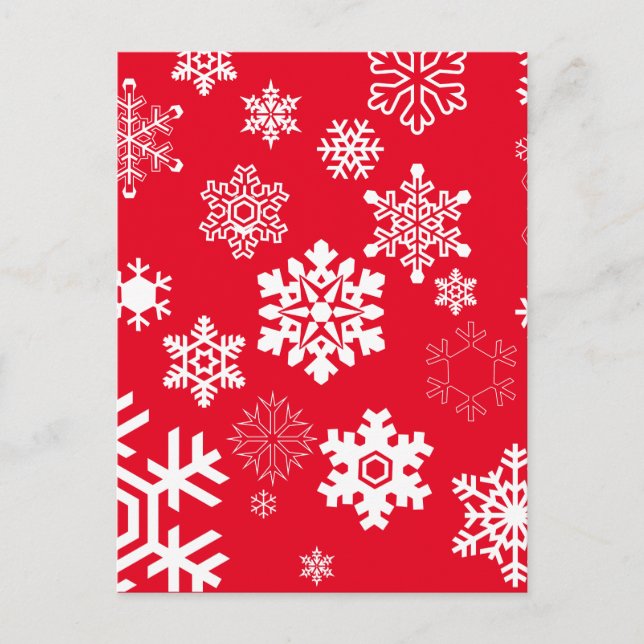 Weiße Schneeflocken - Anpassbare Hintergrundfarbe Postkarte (Vorderseite)