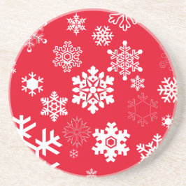 Weiße Schneeflocken - Anpassbare Hintergrundfarbe Sandstein Untersetzer