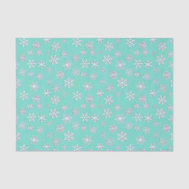 Weiße Schneeflocken auf Aquarell Seidenpapier (Vorderseite)