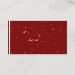 Weiße Schneeflocken auf Cranberry-Hochzeitsslippen Platzkarte