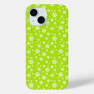 Weiße Schneeflocken auf grünem Wintermuster Case-Mate iPhone Hülle