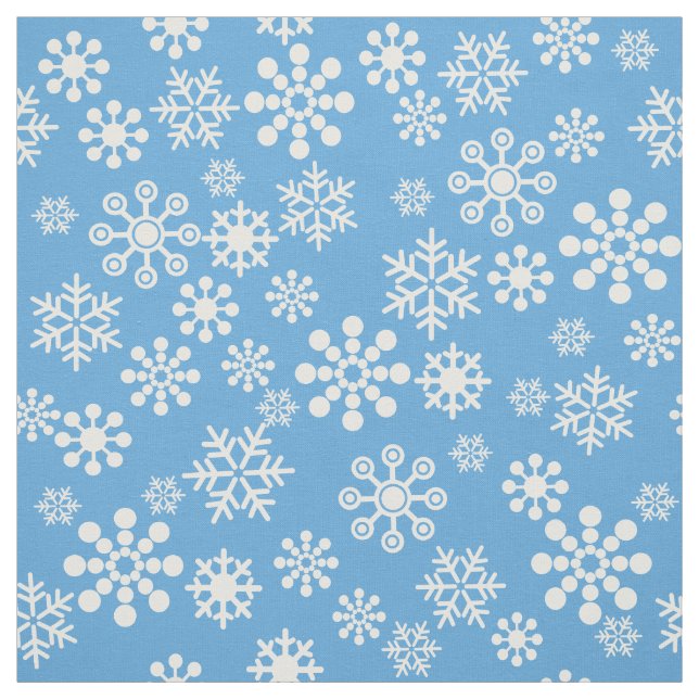 Weiße Schneeflocken auf hellblauem Hintergrund Stoff (Muster)