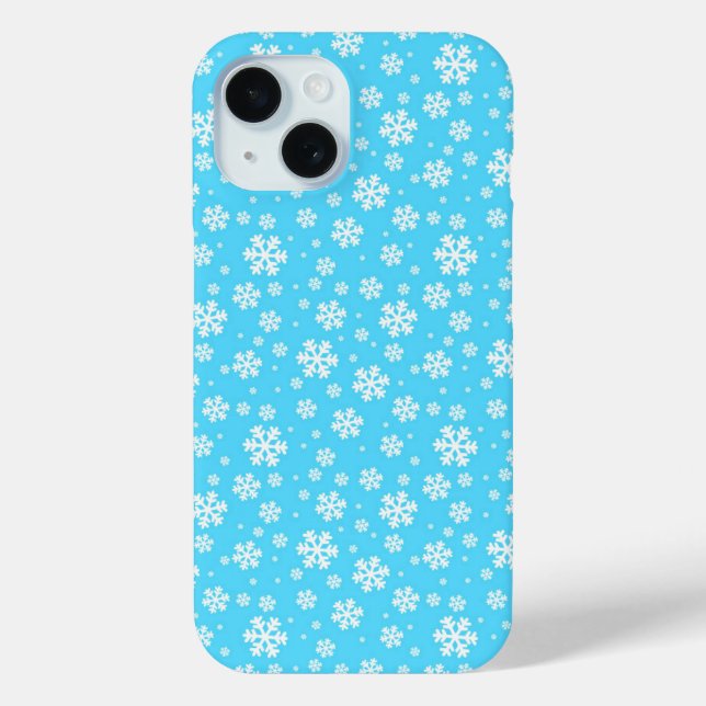 Weiße Schneeflocken auf Hellblauem Wintermuster Case-Mate iPhone Hülle (Rückseite)