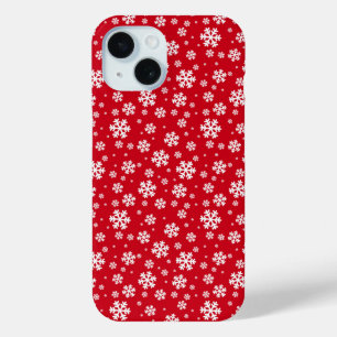 Weiße Schneeflocken auf rotem Wintermuster Case-Mate iPhone Hülle