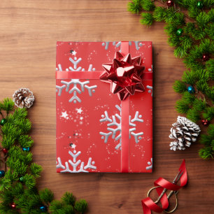 Weiße Schneeflocken auf Weihnachten Geschenkpapier