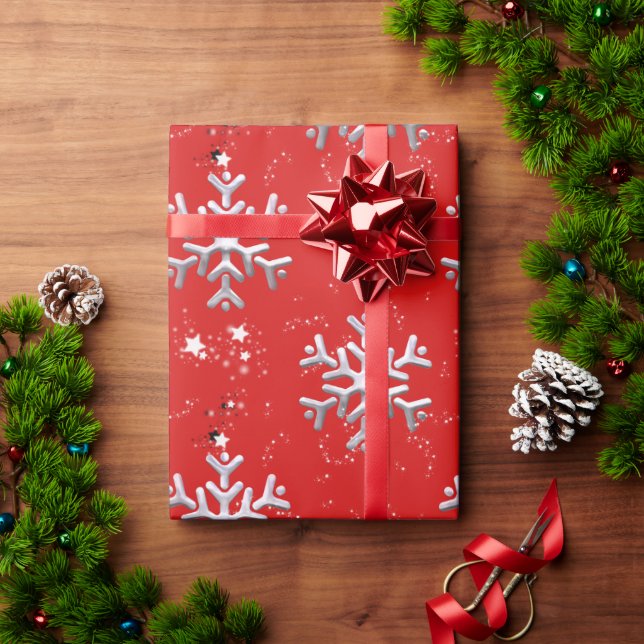 Weiße Schneeflocken auf Weihnachten Geschenkpapier (Feiertagsgeschenk)