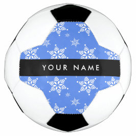 Weiße Schneeflocken, Blau, Ihr Name, Personalisier Fußball