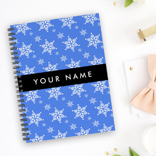 Weiße Schneeflocken, Blau, Ihr Name, Personalisier Planer