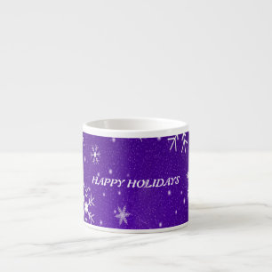 Weiße Schneeflocken Blau-Lila Hintergrund Espresso Espressotasse