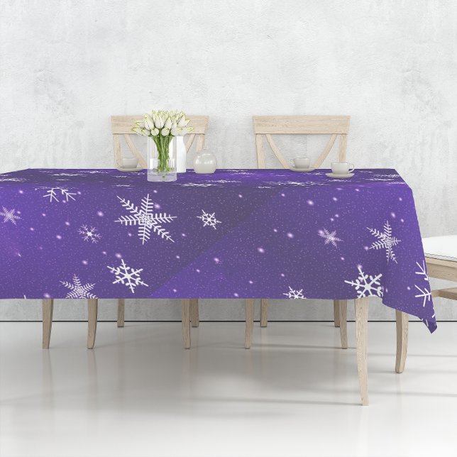 Weiße Schneeflocken Blauer Hintergrund Cotton Tabl Tischdecke (White Snowflakes Blue Background Cotton Tablecloth)