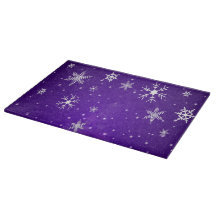 Weiße Schneeflocken Blaues Lila Glass-Schneidboard