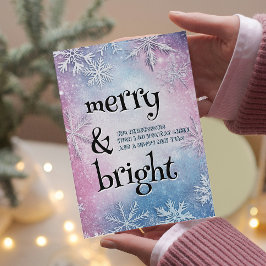 Weiße Schneeflocken Elegante Merry and Bright Feiertagskarte