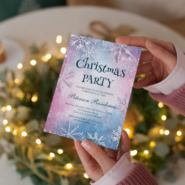 Weiße Schneeflocken Elegantes Weihnachtsfest Party Einladung (Von Creator hochgeladen)