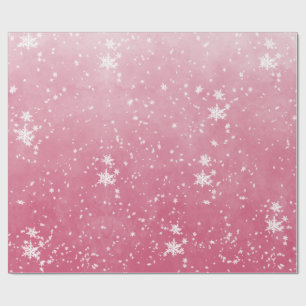 Weiße Schneeflocken Fallend Winter Pink Ombre Wrap Geschenkpapier