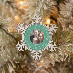 Weiße Schneeflocken Foto Zinnschmuck Zinn-Ornament