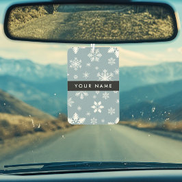 Weiße Schneeflocken, Grau, Ihr Name, Personalisier Autolufterfrischer