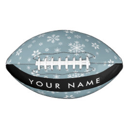 Weiße Schneeflocken, Grau, Ihr Name, Personalisier Football
