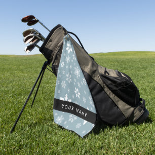 Weiße Schneeflocken, Grau, Ihr Name, Personalisier Golfhandtuch
