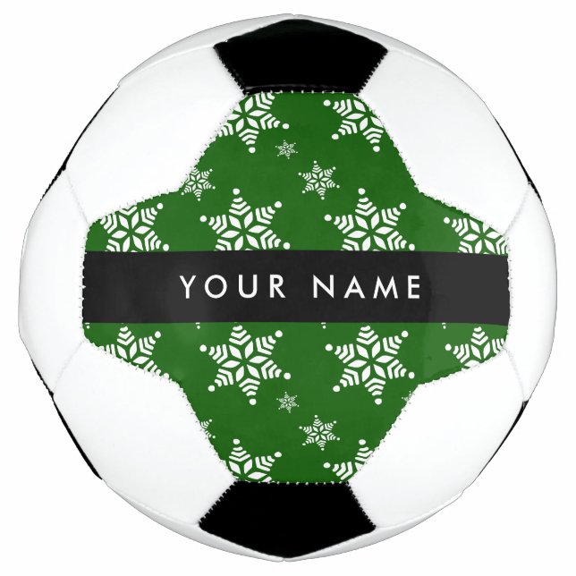 Weiße Schneeflocken, Grün, Ihr Name, Persönlich ge Fußball (Vorderseite)