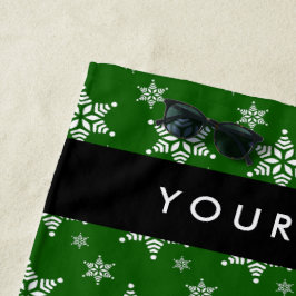 Weiße Schneeflocken, Grün, Ihr Name, Persönlich ge Strandtuch