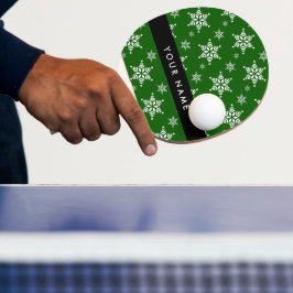 Weiße Schneeflocken, Grün, Ihr Name, Persönlich ge Tischtennis Schläger