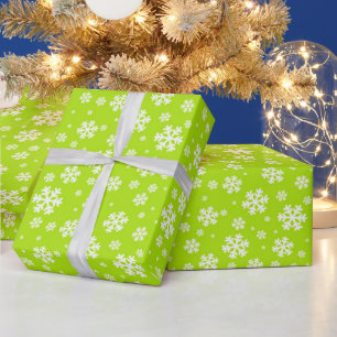 Weiße Schneeflocken im Grünen Wintermuster Geschenkpapier