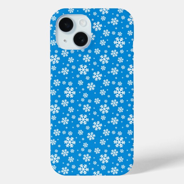 Weiße Schneeflocken im Halbblauen Wintermuster Case-Mate iPhone Hülle (Rückseite)